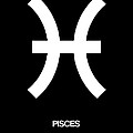 Pisces Zodiac Sign White and Black by Naxart Studio
