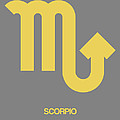 Scorpio Zodiac Sign Yellow on Grey by Naxart Studio