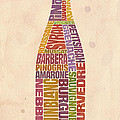 Burgundy Wine Word Bottle by Mitch Frey