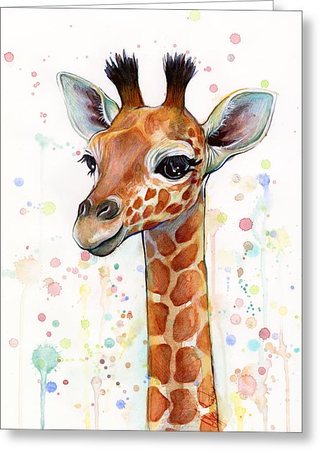 Baby Giraffe Watercolor  Greeting Card