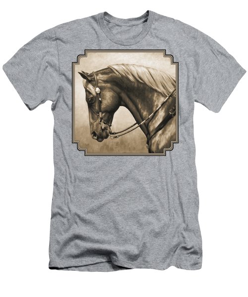 Western Horse Painting In Sepia Men's V-Neck T-Shirt