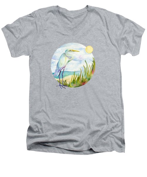 Beach Heron Men's V-Neck T-Shirt
