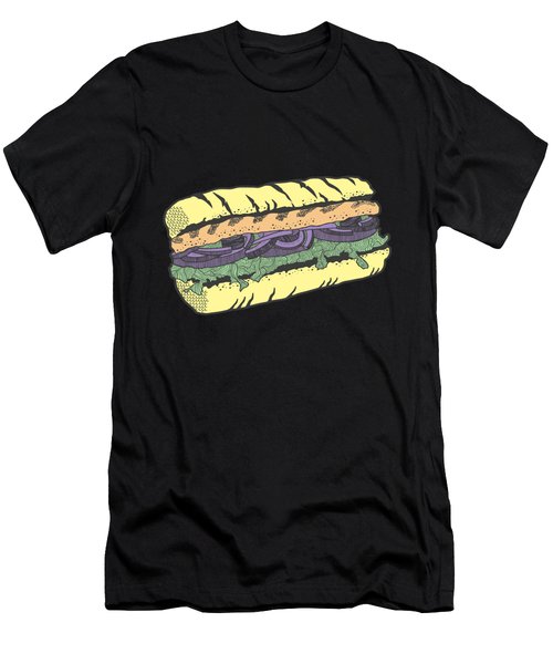 Sandwich Men's V-Neck T-Shirt featuring the drawing Food Masquerade by Freshinkstain