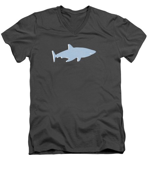 Grey And Yellow Shark Men's V-Neck T-Shirt