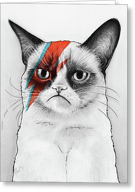 Grumpy Cat As David Bowie Greeting Card