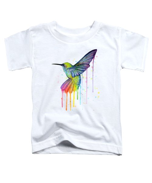 Hummingbird Of Watercolor Rainbow Toddler T-Shirt