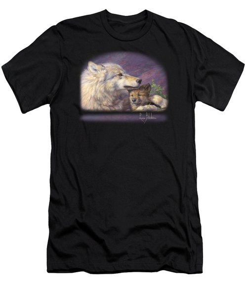 Wolf Men's V-Neck T-Shirt featuring the painting Mother's Love by Lucie Bilodeau