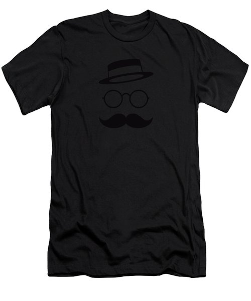 Retro Minimal Vintage Face With Moustache And Glasses Men's V-Neck T-Shirt