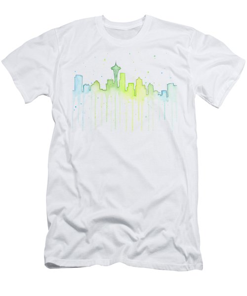 Seattle Skyline Watercolor  Men's T-Shirt (Athletic Fit)