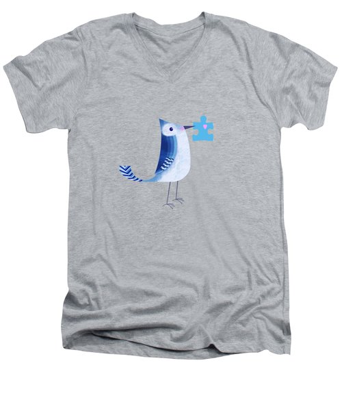 The Letter Blue J Men's V-Neck T-Shirt