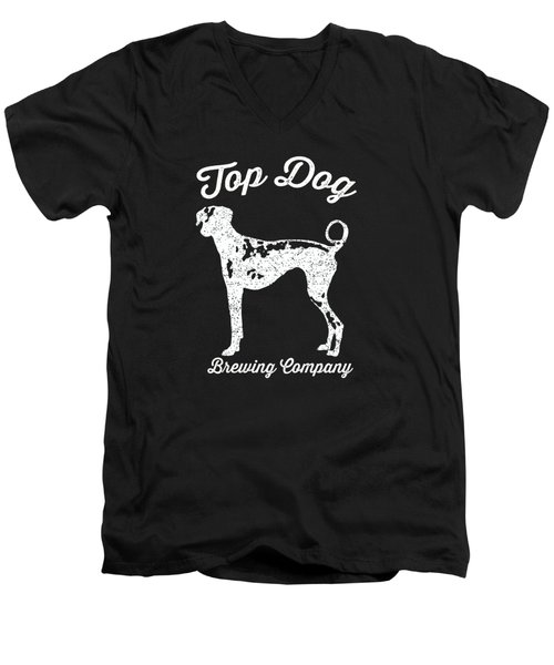 Top Dog Brewing Company Tee White Ink Men's V-Neck T-Shirt