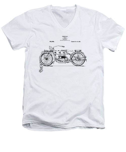 Vintage Harley-davidson Motorcycle 1919 Patent Artwork Men's V-Neck T-Shirt