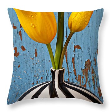 Two Yellow Tulips Throw Pillow