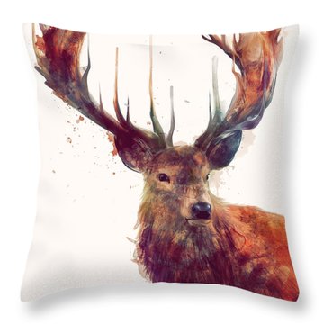 Red Deer Throw Pillow