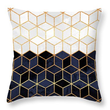 White And Navy Cubes Throw Pillow