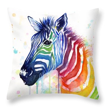 Rainbow Zebra - Ode To Fruit Stripes Throw Pillow