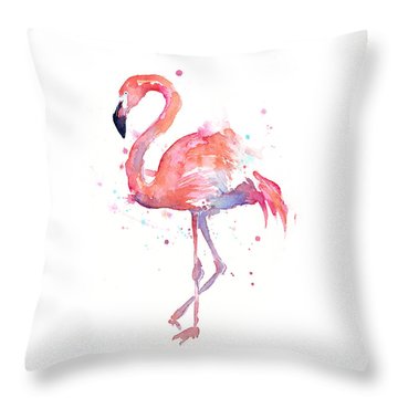 Flamingo Watercolor Throw Pillow