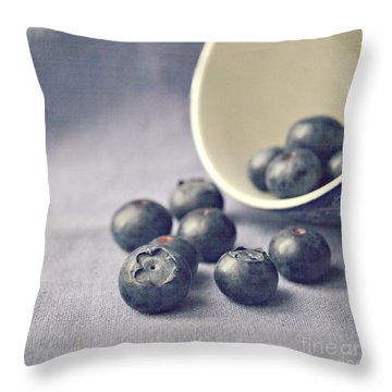 Bowl Of Blueberries Throw Pillow