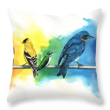 Rainbow Birds Throw Pillow