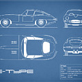 Jaguar E Type Blueprint by Mark Rogan