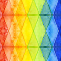 Watercolor Rainbow Pattern Geometric Shapes Triangles by Olga Shvartsur