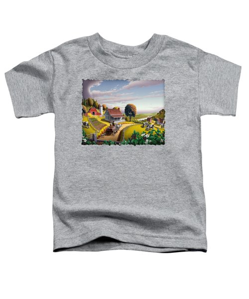 Appalachian Blackberry Patch Rustic Country Farm Folk Art Landscape - Rural Americana - Peaceful Toddler T-Shirt