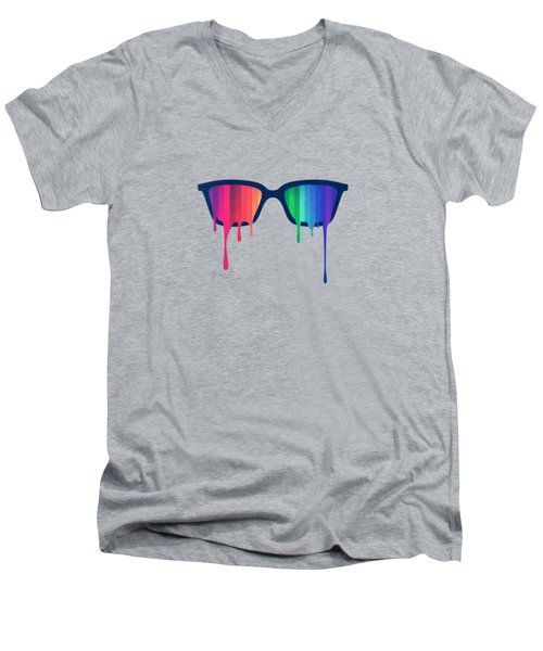 Love Wins Rainbow - Spectrum Pride Hipster Nerd Glasses Men's V-Neck T-Shirt