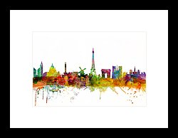 Paris Skyline Framed Prints