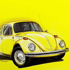 Volkswagen Beetle VW Yellow by Etienne Carignan