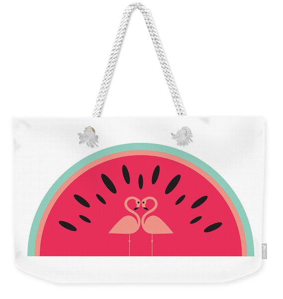 Flamingo Watermelon Weekender Tote Bag