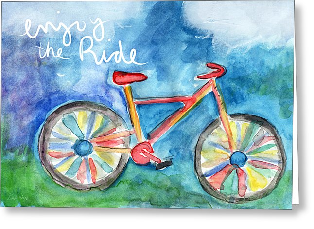 Enjoy The Ride- Colorful Bike Painting Greeting Card