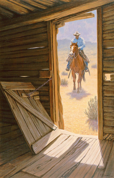 University Wall Art - Painting - Checking The Line Cabin by Paul Krapf