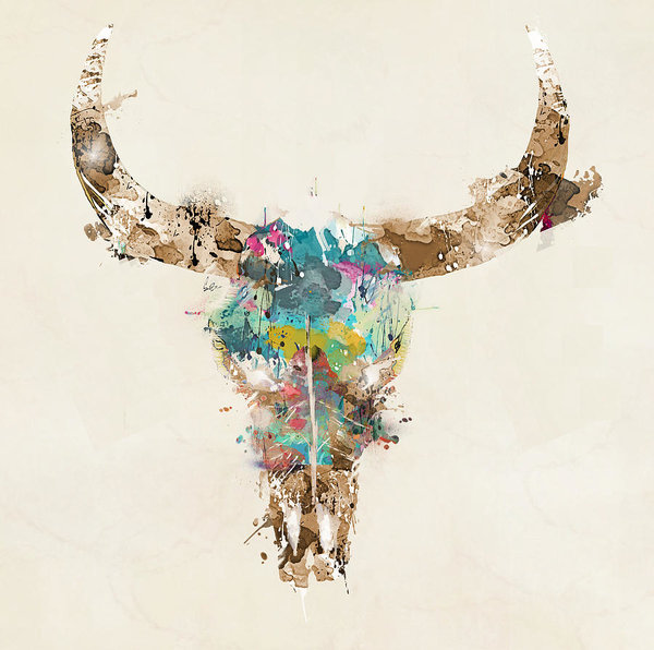 University Wall Art - Painting - Cow Skull by Bri Buckley