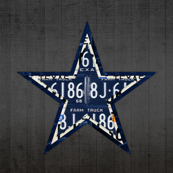 University Wall Art - Mixed Media - Dallas Cowboys Football Team Retro Logo Texas License Plate Art by Design Turnpike
