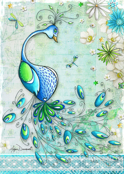 Peacock Wall Art - Painting - Original Peacock Painting Bird Art By Megan Duncanson by Megan Duncanson