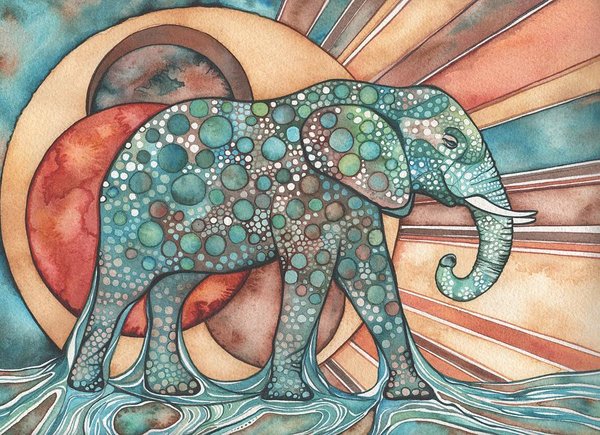 Wall Art - Painting - Sunphant Sun Elephant by Tamara Phillips