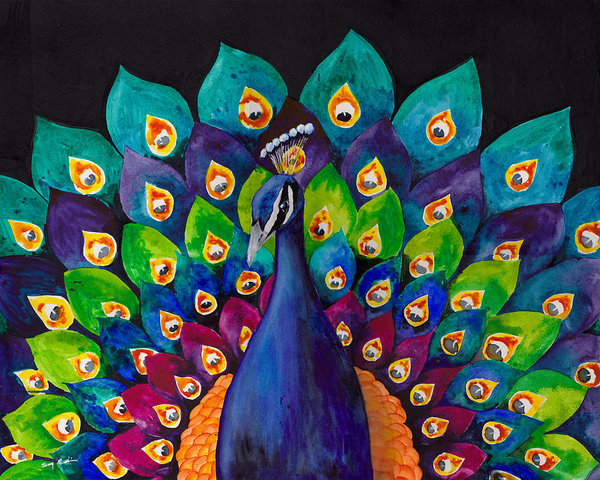Peacock Wall Art - Painting - True Colors by Susy Soulies
