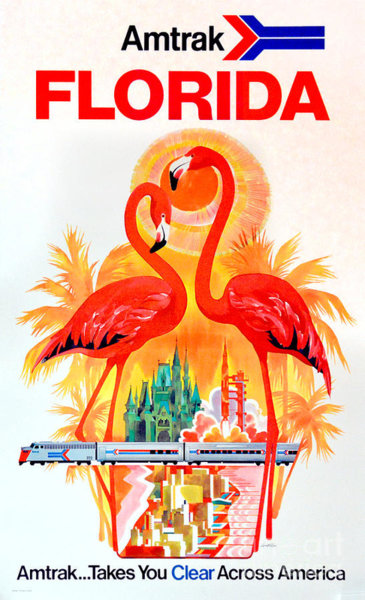 Birds Wall Art - Photograph - Vintage Florida Amtrak Travel Poster by Jon Neidert