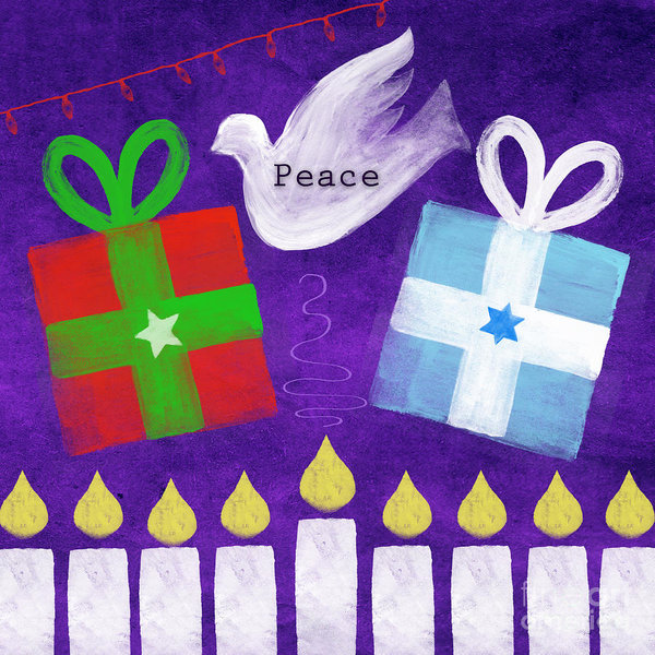 Birds Wall Art - Mixed Media - Christmas And Hanukkah Peace by Linda Woods