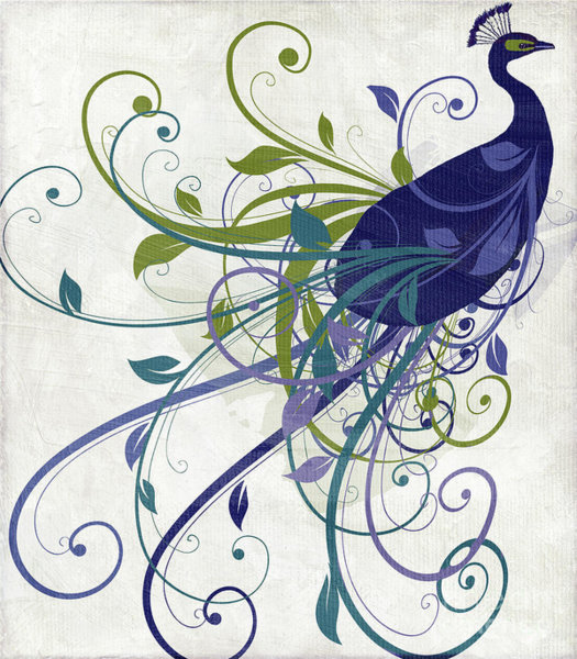 Peacock Wall Art - Painting - Art Nouveau Peacock I by Mindy Sommers