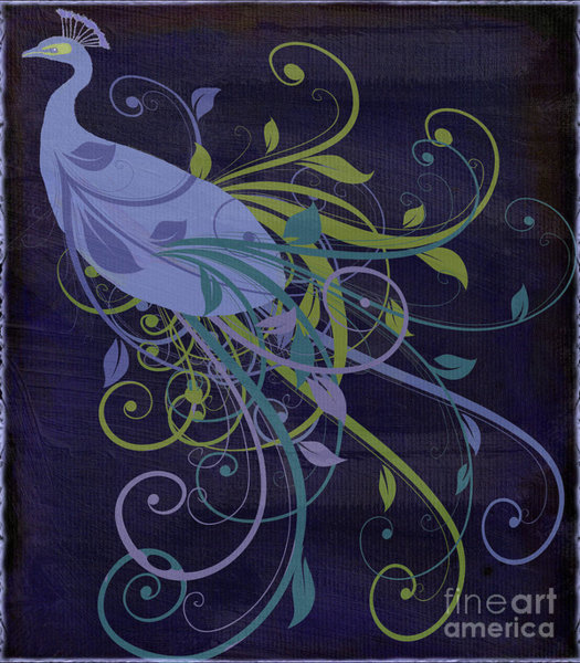 Peacock Wall Art - Painting - Blue Peacock Art Nouveau by Mindy Sommers