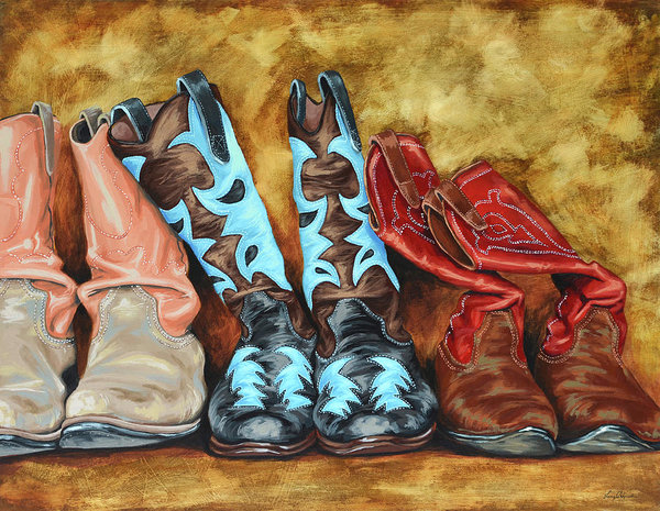 University Wall Art - Painting - Boots by Lesley Alexander