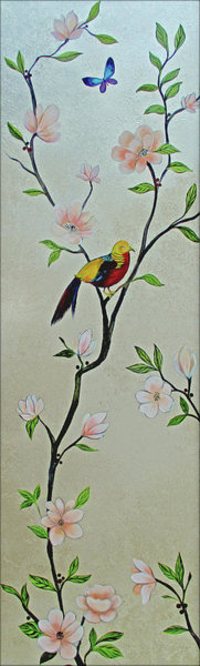 Peacock Wall Art - Painting - Chinoiserie - Magnolias And Birds #1 by Shadia Derbyshire