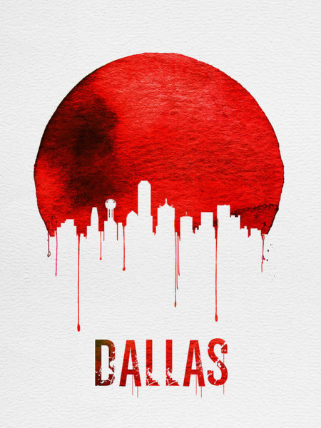 University Wall Art - Painting - Dallas Skyline Red by Naxart Studio
