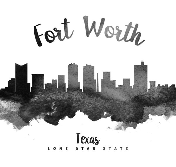 University Wall Art - Painting - Fort Worth Texas Skyline 18 by Aged Pixel