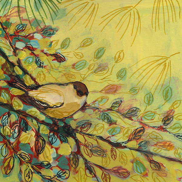 Birds Wall Art - Painting - Goldfinch Waiting by Jennifer Lommers
