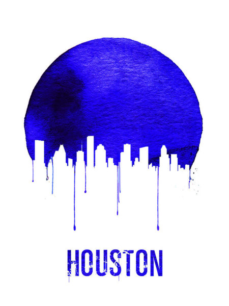 University Wall Art - Digital Art - Houston Skyline Blue by Naxart Studio