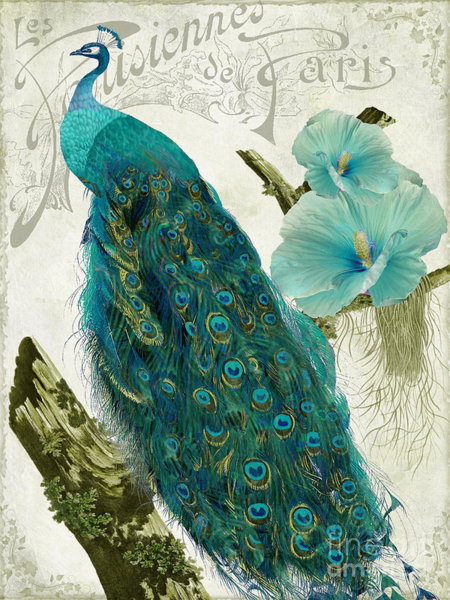 Peacock Wall Art - Painting - Les Paons by Mindy Sommers