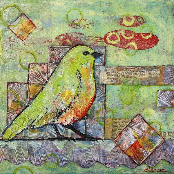 Birds Wall Art - Painting - Mint Green Bird Art by Blenda Studio