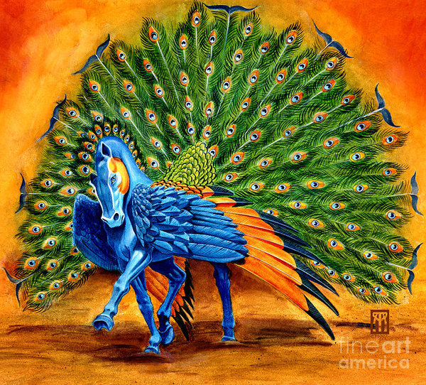 Peacock Wall Art - Painting - Peacock Pegasus by Melissa A Benson